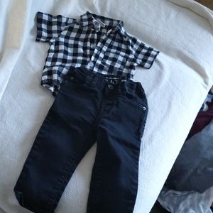 Children's Place Jeans and flannel shirt